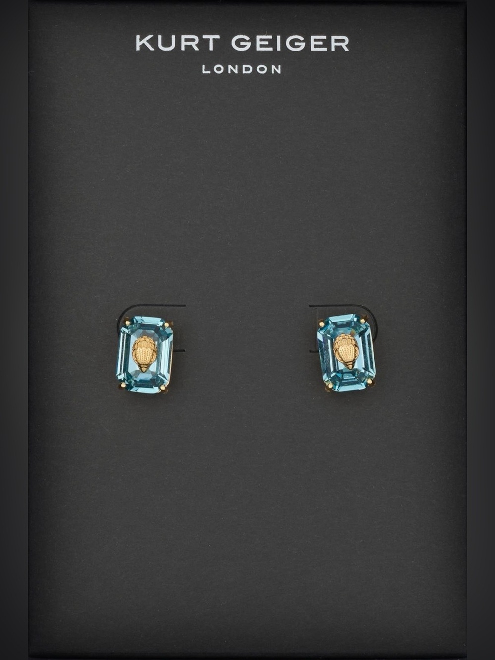 Kurt Geiger London Crystal Emerald Stud Earrings NWOT